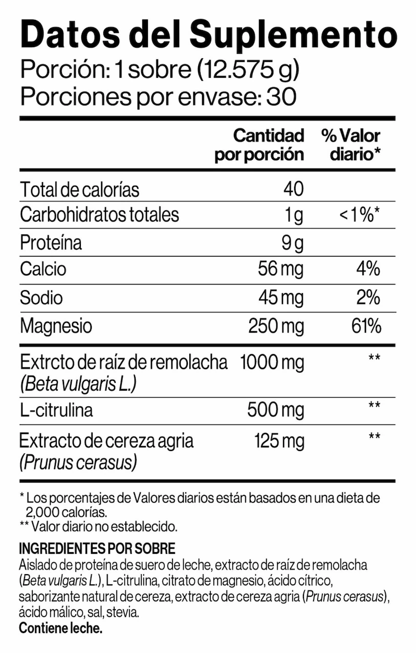 Datos del suplemento Immunocal Sport